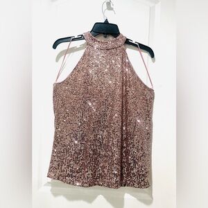 Cable & Gauge Sparkling Pink Sequin Blouse